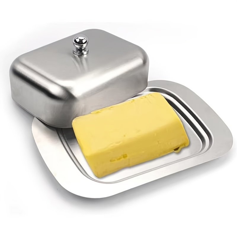 TEMU Stainless Steel , Restaurant Butter Dish With Lid, Pastry , Food Storage Container, Cheese Plate