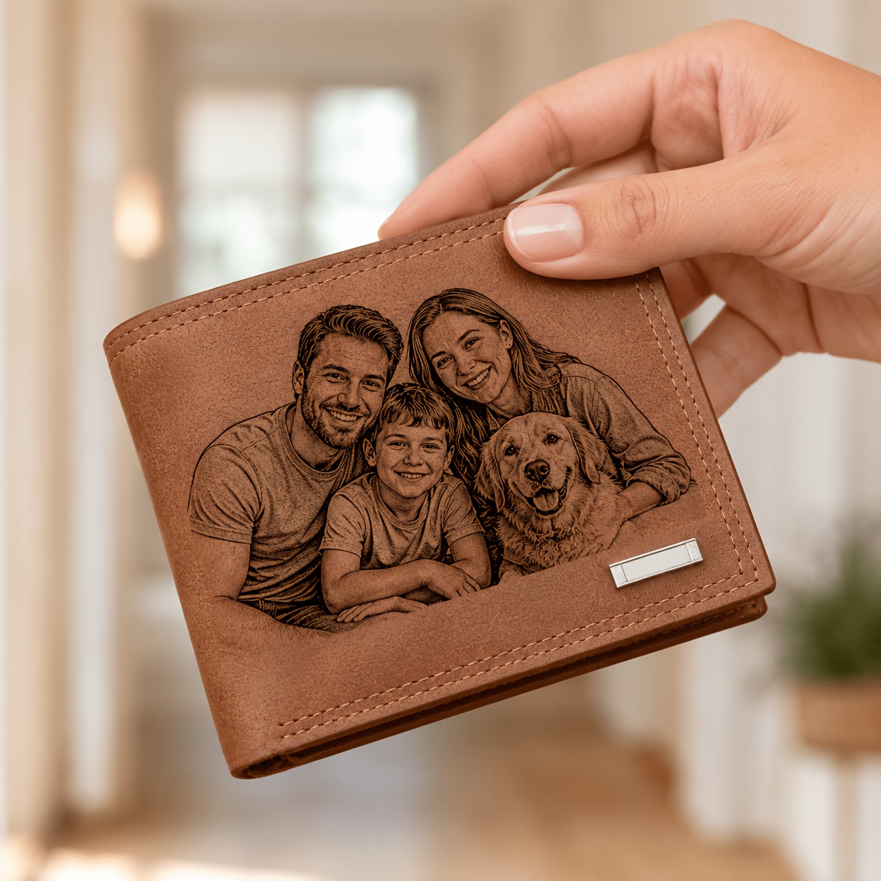 TEMU Customizable Diy Photo Wallet For Men: Personalized Logo Engraving,. Perfect Gift For Husband, Boyfriend, Or Father, Ideal For Birthday Or