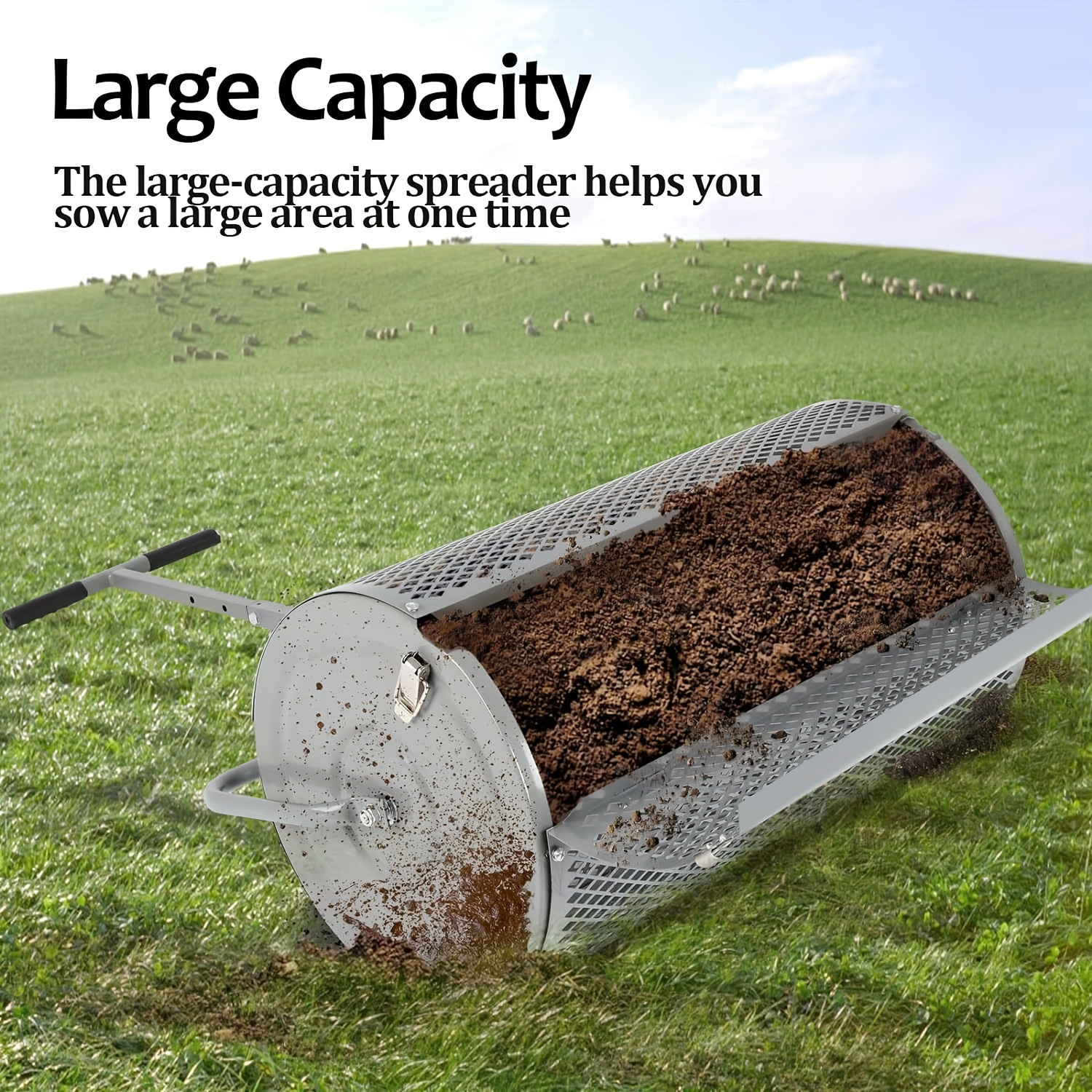 compost spreader 27inchs lawn garden topsoil adjustable