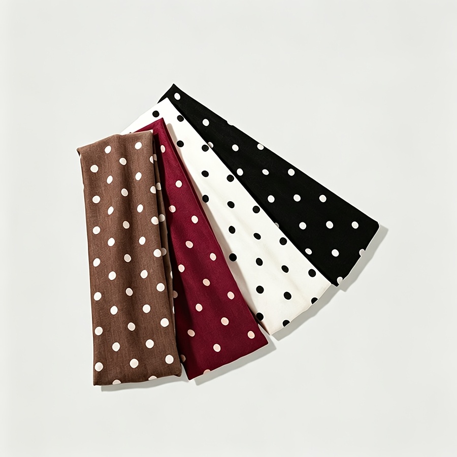 TEMU 4pcs Polka Dot Combination Retro Hair Band, Suitable For Women's Hair Additions For Daily Commuting, Holiday Dress, And Party Photos