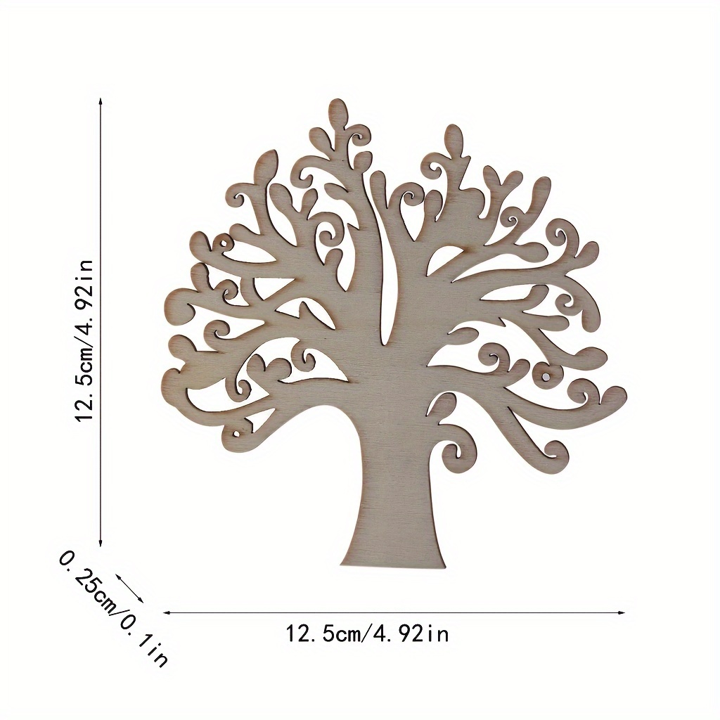 10pcs Tree Shaped Wood Pieces Christmas Tree Pendants Wooden Craftworks Home Ornaments