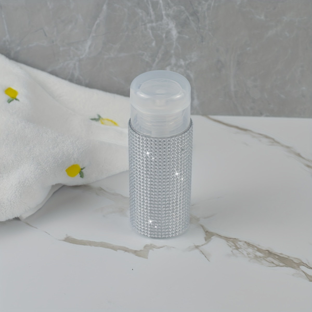 1pc 150ml Press Empty Bottle Toner Makeup Remover Nail Solution Bottle Inlaid Diamond Bottle