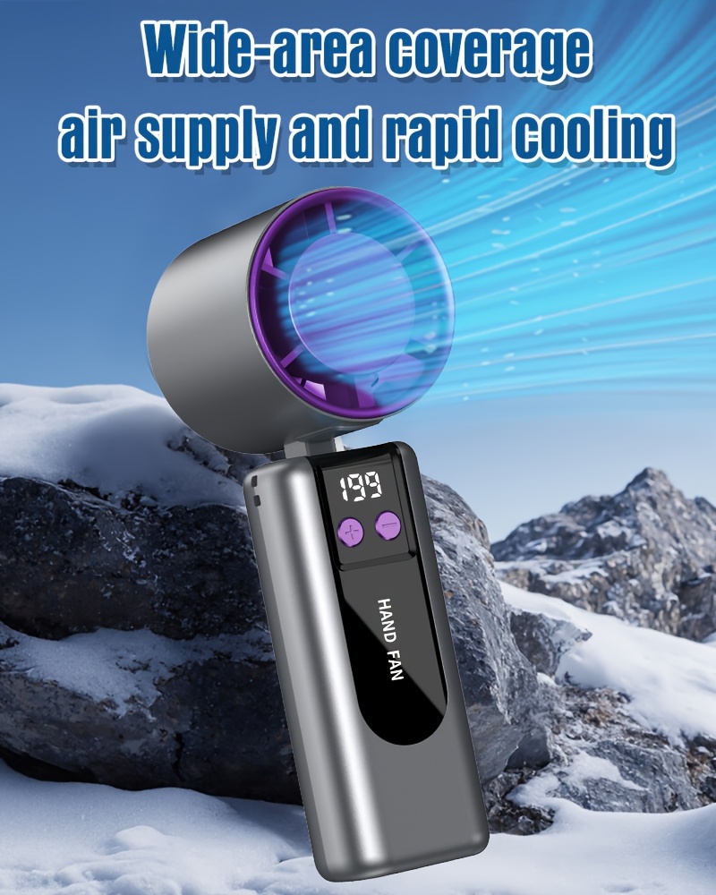 2025 new rechargeable handheld usb turbo fan mini semiconductor turbine fan with lithium battery long powerful wind generator 90 degree foldable design power cord wearable style 199 speed settings quick cooling technology lightweight for home and outdoor use Product details 3