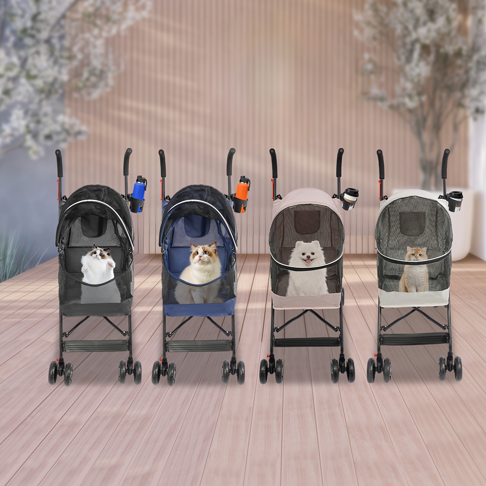 foldable pet stroller plus stroller compact easy fold no large wheels for  cats and dogs up to 10kg/22 lbs blue/gray/black/pink | Free Shipping On  Items Shipped From Temu | Temu