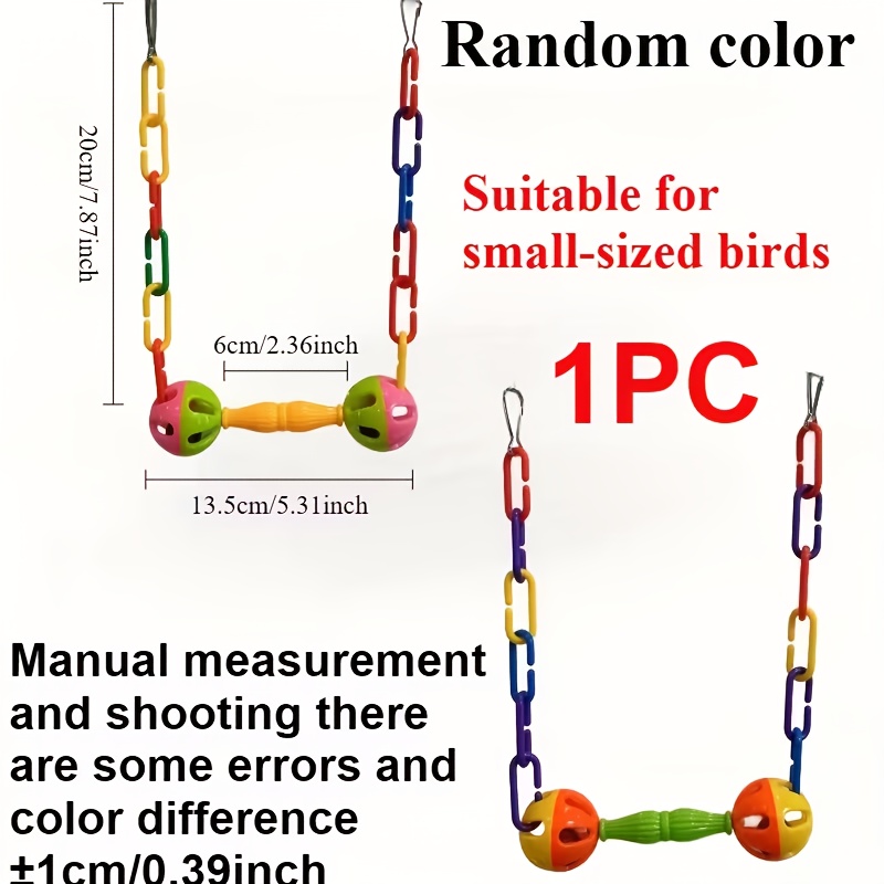 1pc Random Colorful Durable With Bell Sounds, Interactive Hanging Cage Toy For Small Parrots To Boredom (random Color)