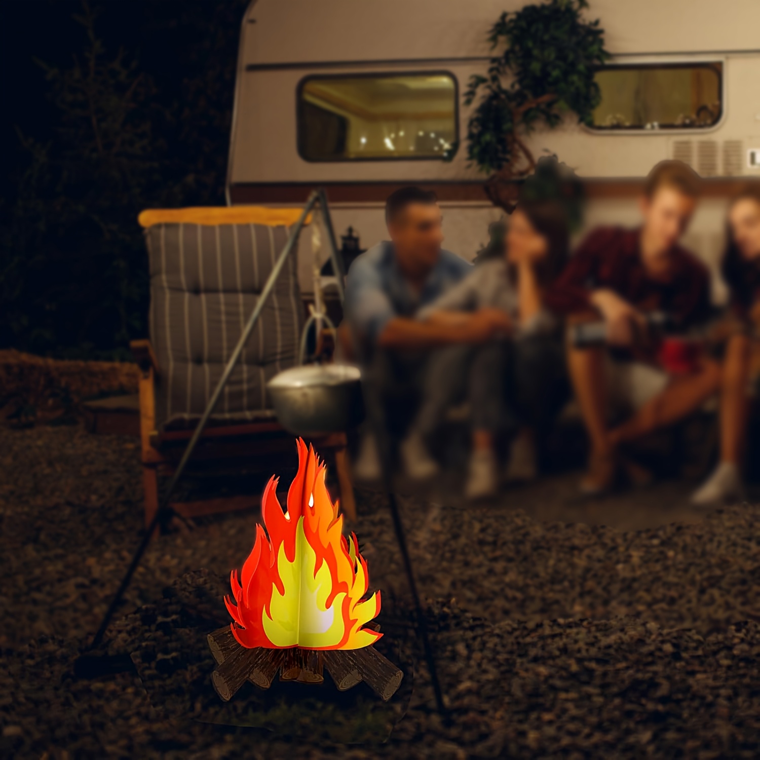 Centres De Table Feu De Camp 3D En Carton - Lot De 2 Décorations Flamme Artificielle Pour Fêtes, Halloween, Anniversaires Et Camping