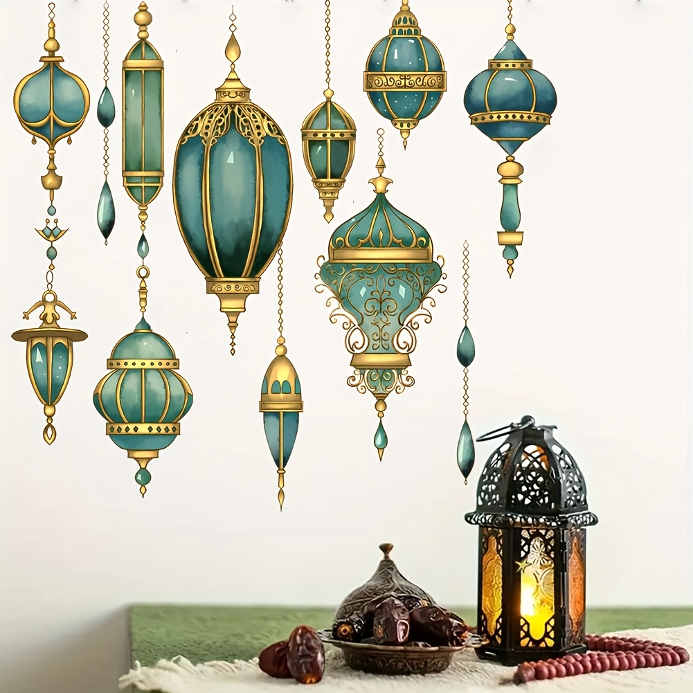 Eid Al Fitr Happy Ramadan Wall Stickers - Retro Chandelier Window Decoration, Suitable For Home, Living Room, And Bedroom Decoration