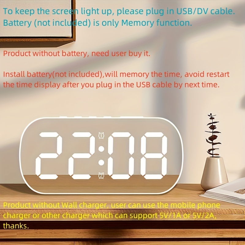 Comprar Reloj despertador Simple INS reloj Digital posponer temperatura  indicador de fecha escritorio electrónico estudiantes niños Mesa espejo LED  reloj