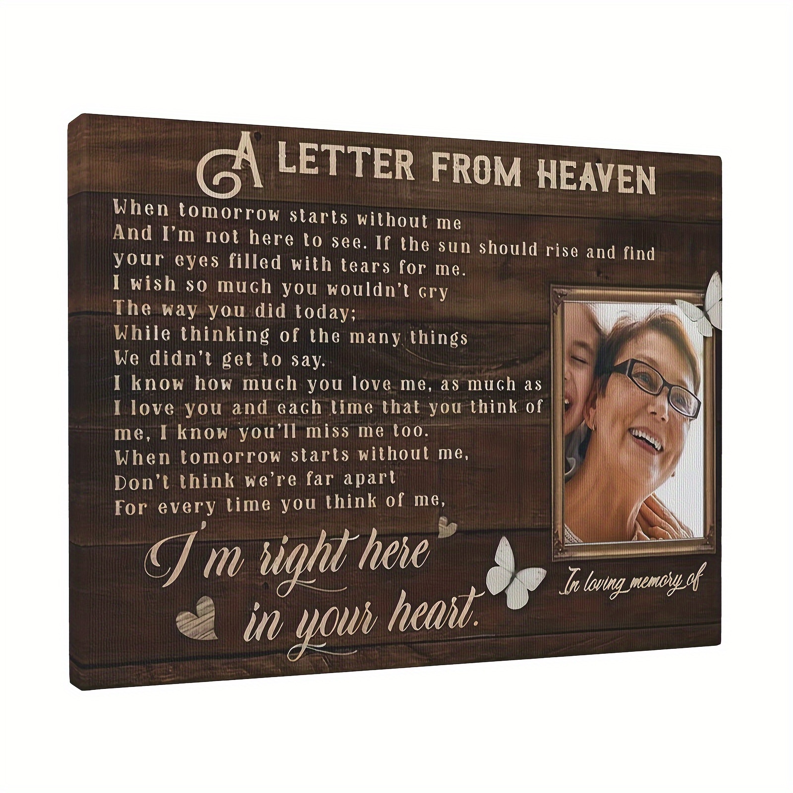 

Personalized Framed Canvas Art - Custom Photo & Name, Perfect For Souvenirs & Sympathy Gifts, Replaceable Picture, Pine Wood Frame, 11.8x15.7 Inches