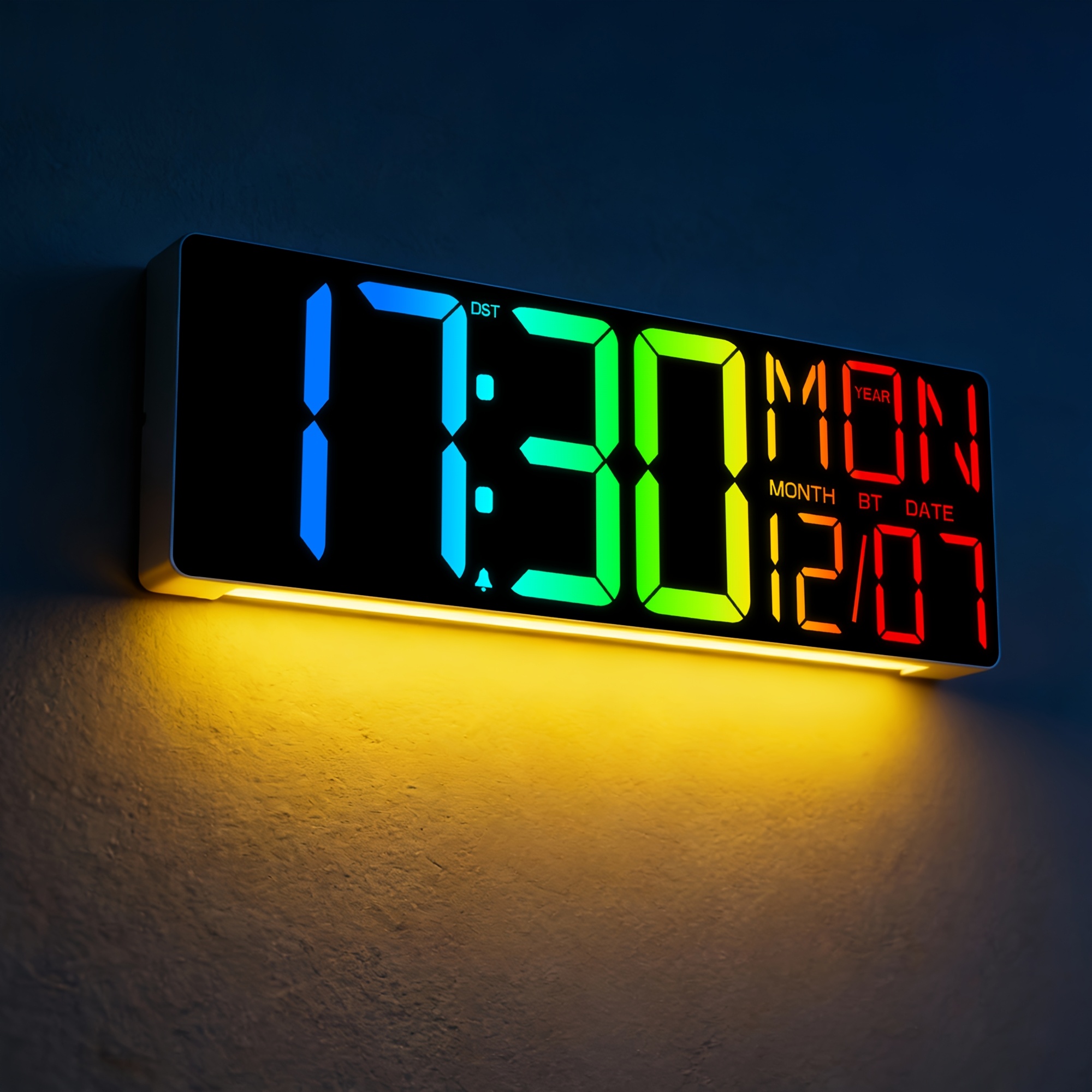 TEMU 8 Wall Clock Display With 18" Led Display, Remote Control, 10-level Dimmable Light, Dst, Timer, Temperature, Alarm, Nightlight For Seniors, Men,