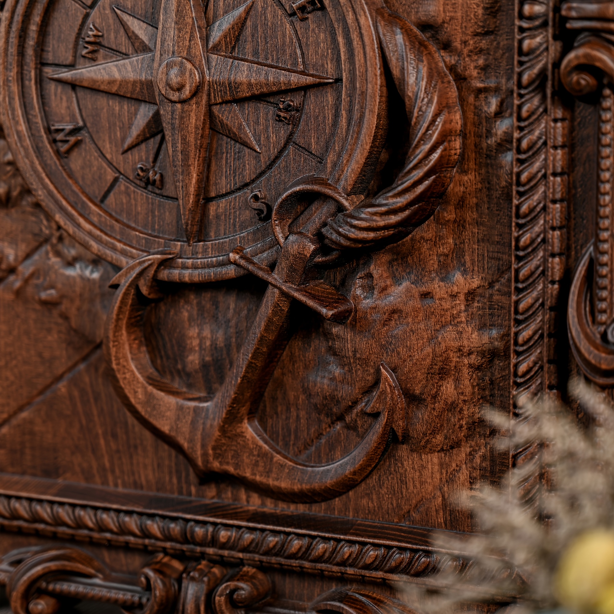 Handcrafted 3D Vintage Nautical Solid Wood Relief Wall Hanging