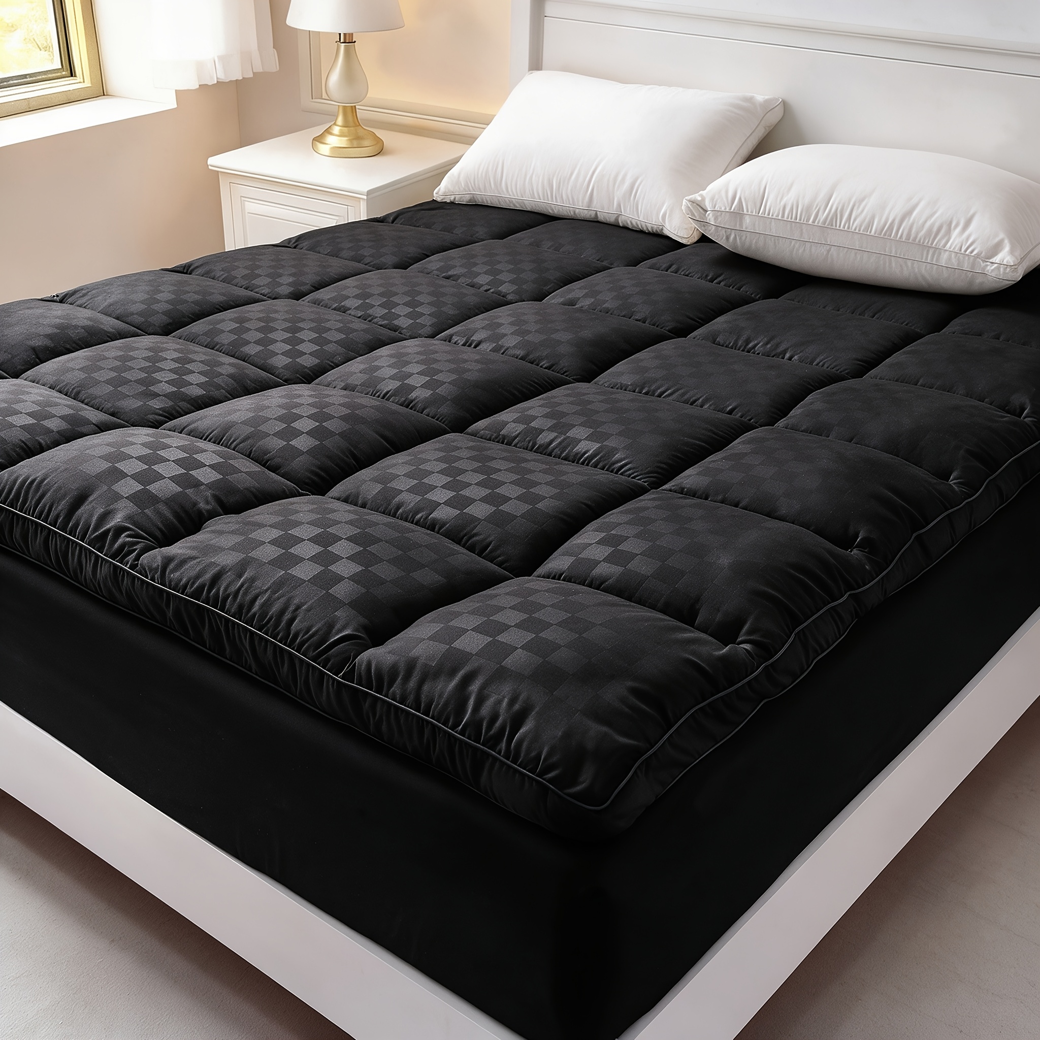TEMU 7cm Soft Mattress Protector, Print, Easy And High-end, 550gsm Filling, Mattress With Padding Thickener, , Skin-friendly, Breathable,