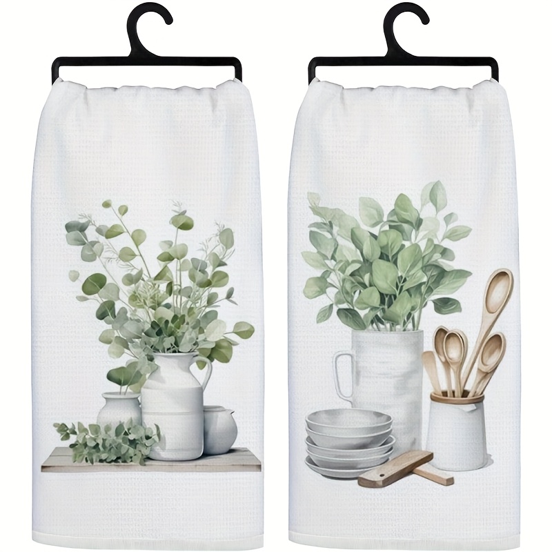 TEMU Lingette de Nettoyage 2 pièces de Cuisine, Imprimé et Blanc , Style Ferme Moderne, Chiffon Absorbant pour Vaisselle, Outil de Nettoyage pour