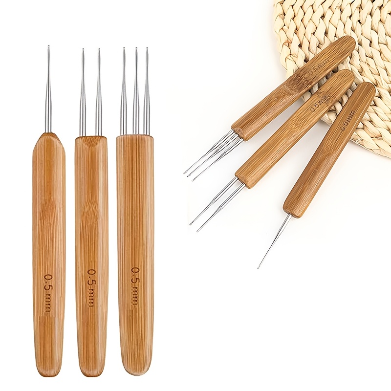 

Single, Double, And Triple-headed Dreadlock Crochet Hooks, Tools With Bamboo Handles For Single, Double, And Triple-headed Dreadlocks, Crochet Needles With Bamboo Handles.