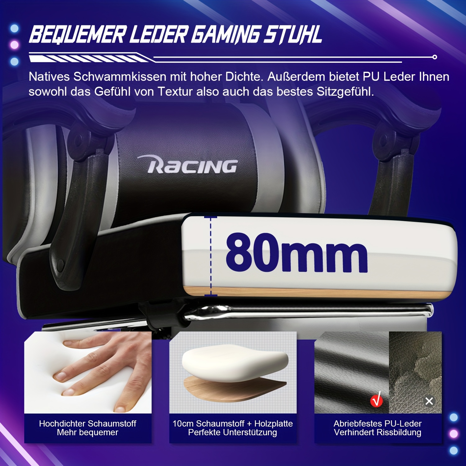 Gronfont Gamingstoel met voetensteun