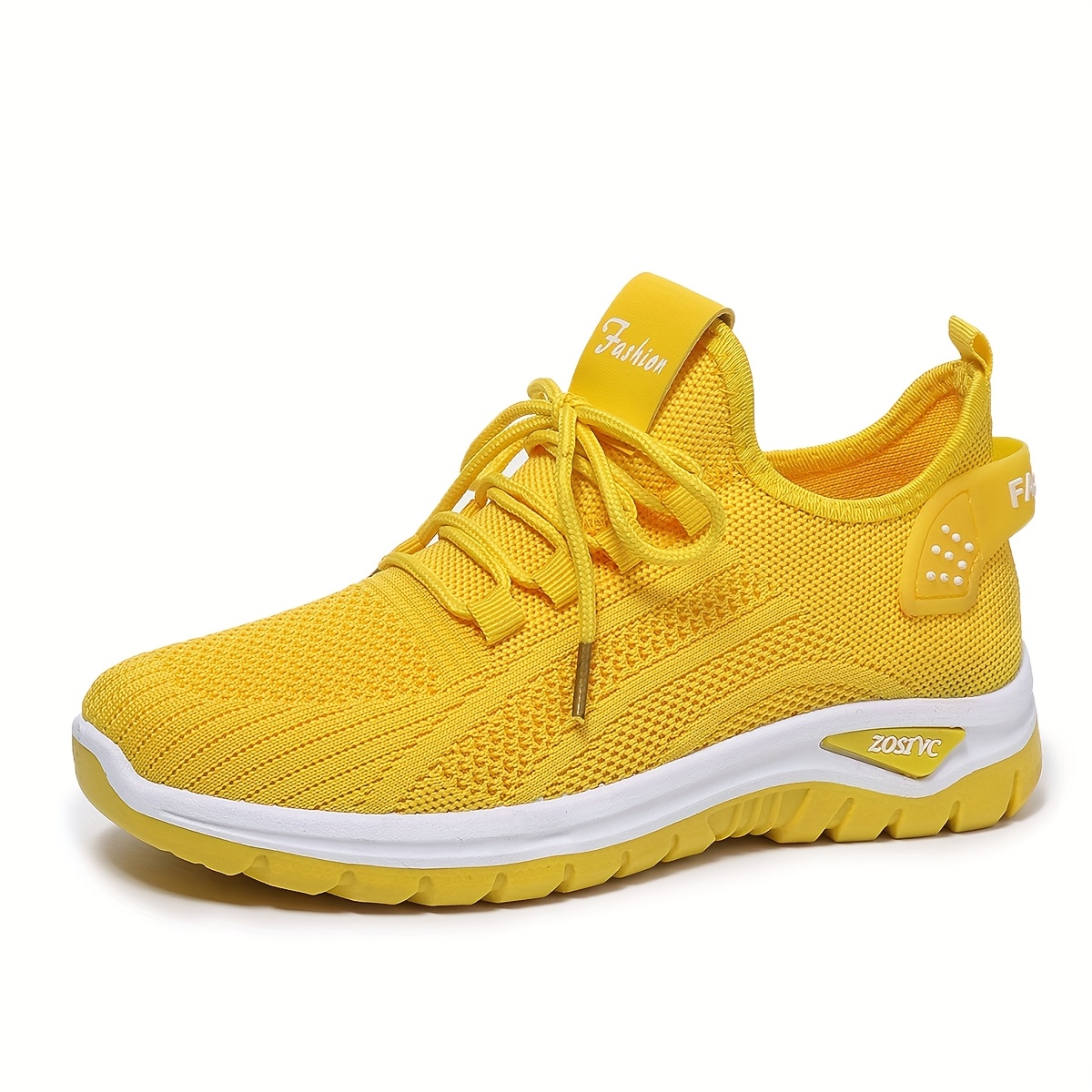 Women's White Breathable Mesh Running Shoes - Comfortable Low-Top Sneakers with Rubber Sole for Travel, Vacation & Casual Wear, Sleek Shoe Design | Cushioned Support