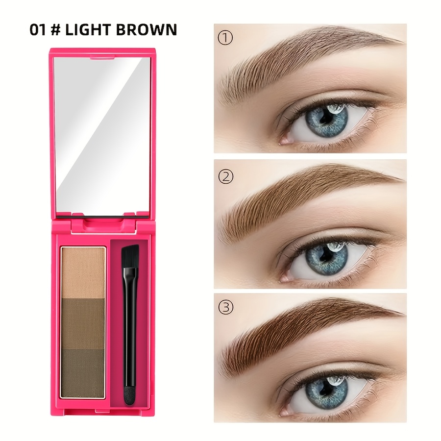 3 In 1 Eyebrow Powder Palette With Brush Dark Brown Light Brown Eyebrow Dye Cream Color Enhancing Facial Makeup