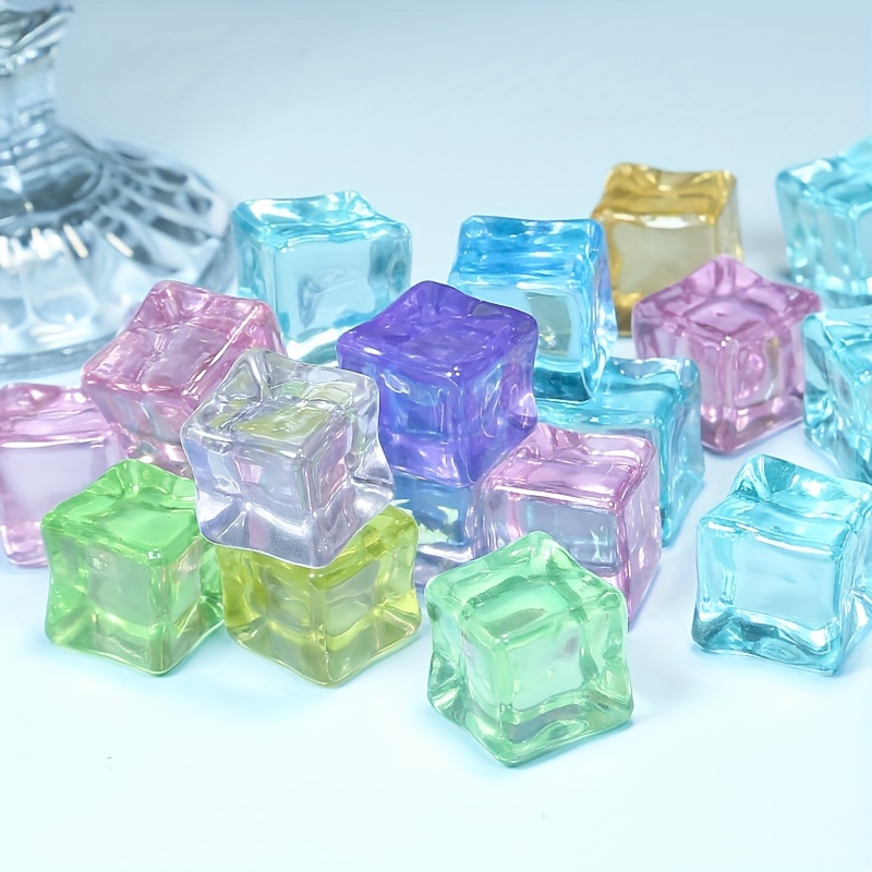 

20pcs Fluorescent Ice Cubes, Colorful Glowing Ice Cubes, Party Supplies, Simulation Ice Cube Shape Decoration