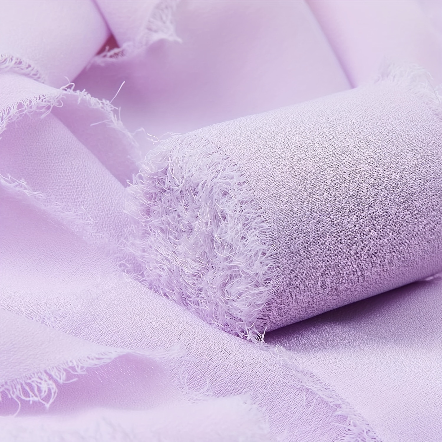 

Light Purple Chiffon Ribbon With Fringe Edge, 4cm X 5m, For Wedding Invitation Packaging, Bridal Bouquet, And Craft Decorations