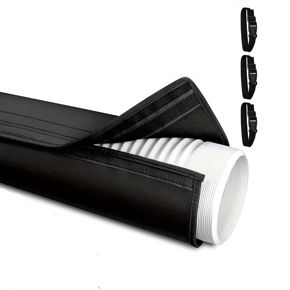 Image of Portable Air Conditioner Hose Protective Cover, Exhaust Pipe Insulation Sleeve, And Hose Cap, Featuring An Insulated Air Conditioning Hose Sleeve, , And With 3 Adjustable Gray Straps
