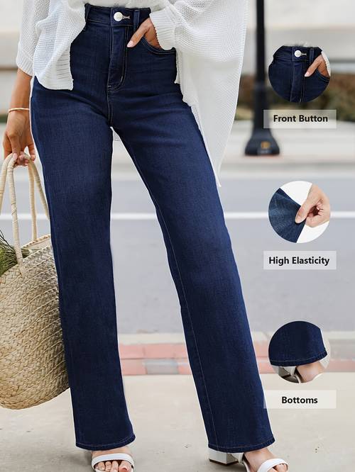 lightweight 2025 womens jeans high waisted straight light medium dark blue