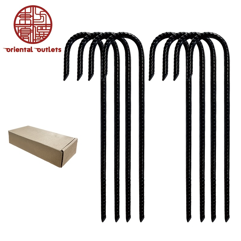E-shop J-Haken Stahlmatten - 30 cm (12 Zoll), Hochleistungs-Trampolinanker für starke Winde, Erdanker, Garten- und Hofpfähle, Camping-Erdspieße,