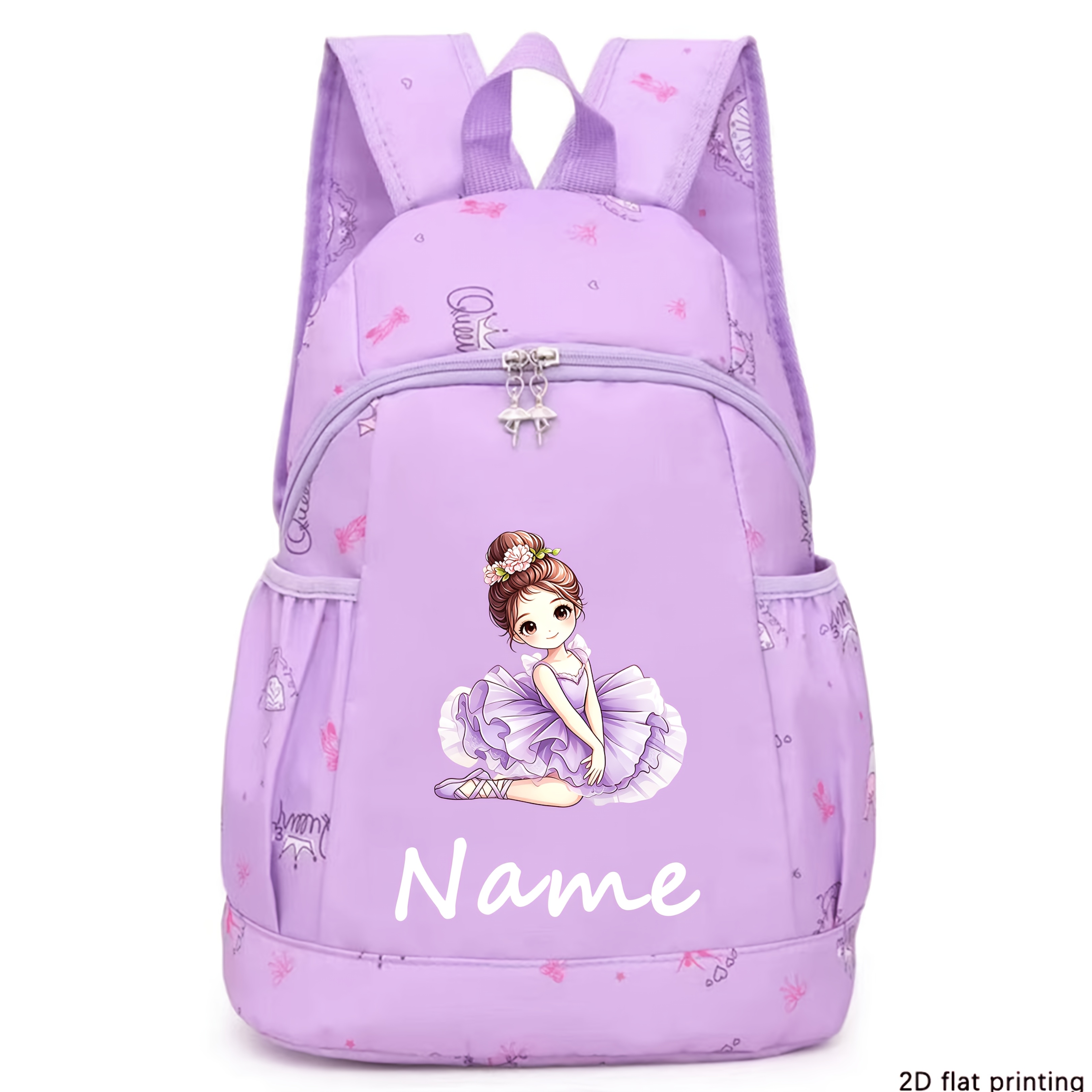 TEMU A Multifunctional Backpack Or Shoulder Bag Customizable With Names, Numbers, Dates, Etc. Featuring Ballet Dancer Prints And Floral Patterns,