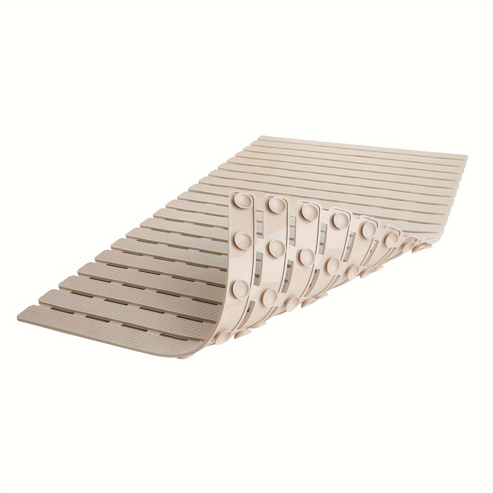 

1pc Anti-slip Pvc Bath Mat, Machine Washable, Rectangular, Striped Pattern, Ideal For Bathrooms, Showers, Kitchens, And Entryways, With 180 Suction Cups