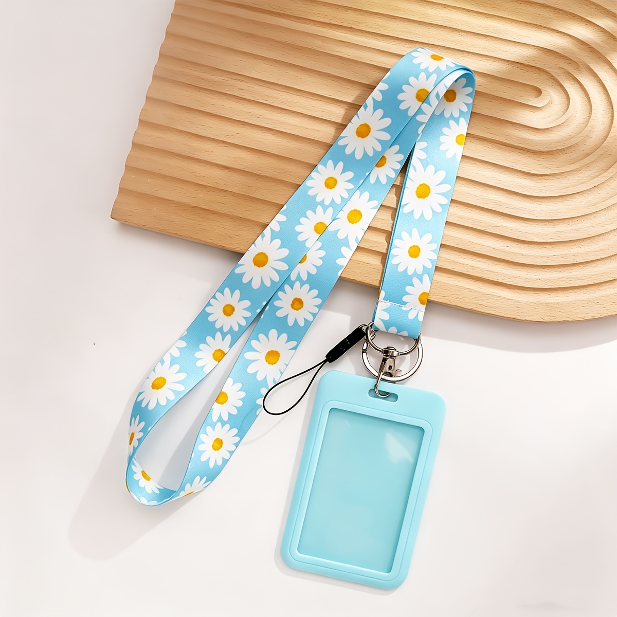 TEMU Yiflin 1pc Cordon de cou pour enseignant avec marguerite blanche pour femme, avec porte-carte d'identité, joli cordon de cou pour téléphone
