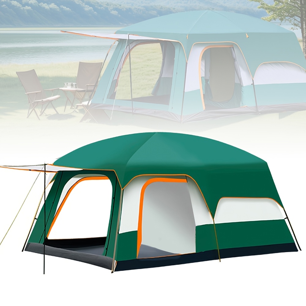 TEMU Tente de camping extérieure, tente d'ombrage de camping portable, tente grande pièces et une salle de séjour pour 2 à 4 personnes, avec côtés de