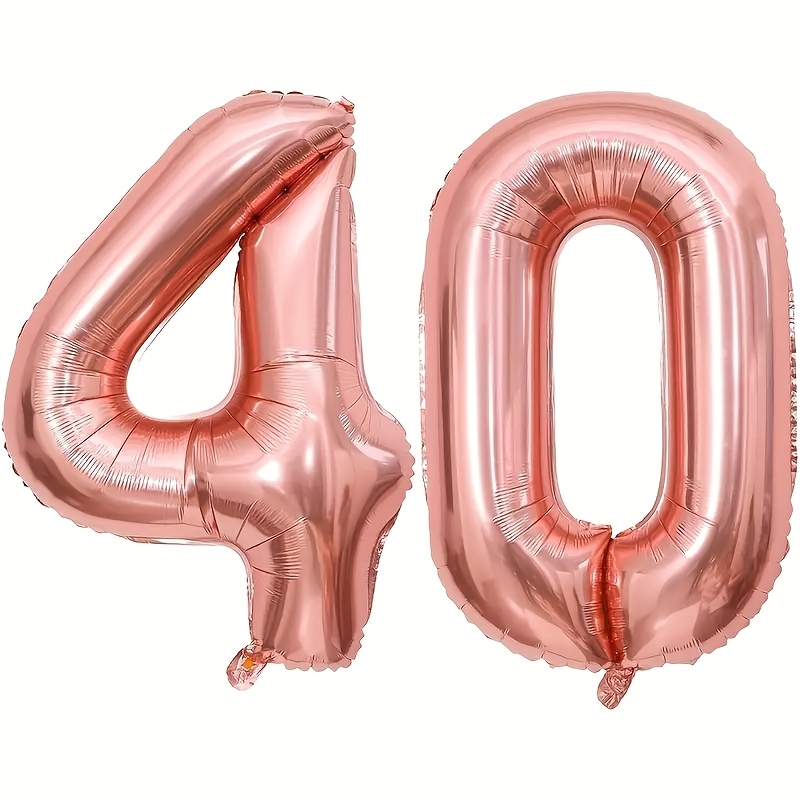 2 Giant 32-inch Rose Foil Balloons, Rose 40, Suitable For 40th Birthday Party Decorations And Anniversary Party Decorations, For Halloween, Christmas