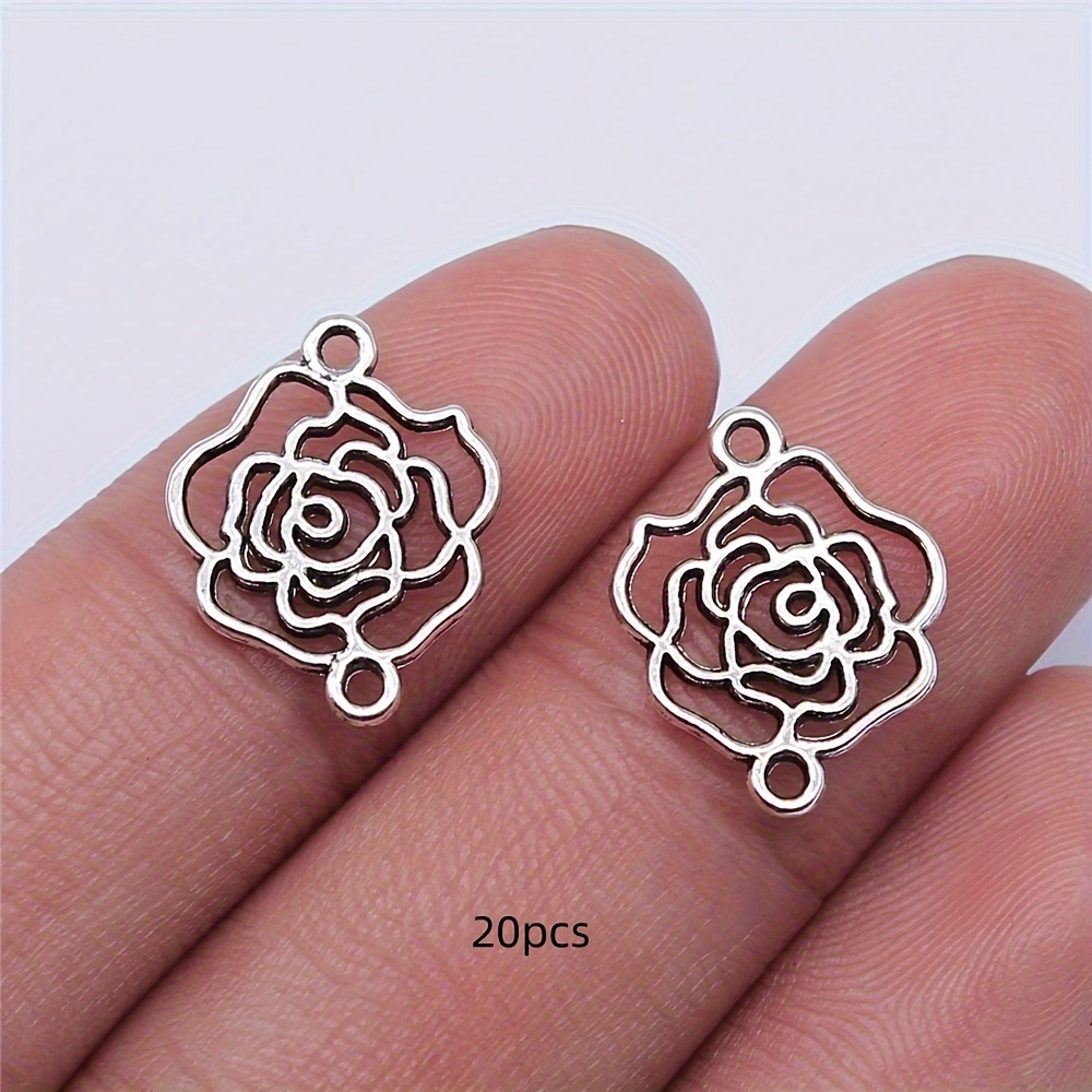 20pcs Of Hollow Flower Connectors For Jewelry Making Additions, Handmade Crafts, Measuring 17x14mm