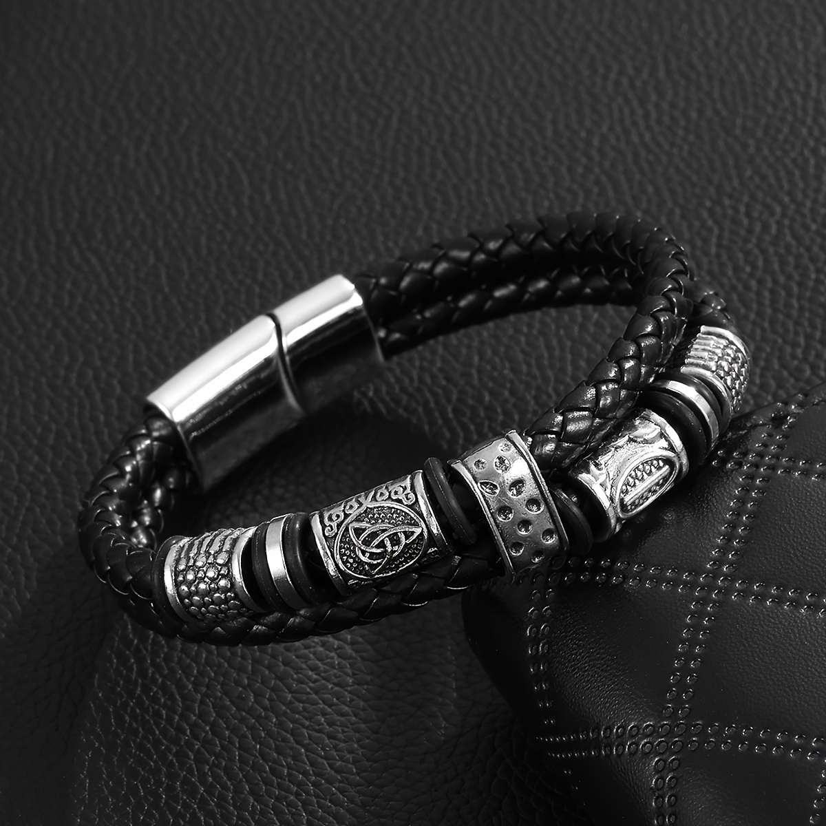 E-shop 1 Stück Stilvolles Schwarzes Geflochtenes Vintage Armband, Handgefertigtes Männer-Accessoire für Business & Casual Wear, Langlebiger Modeschmuck