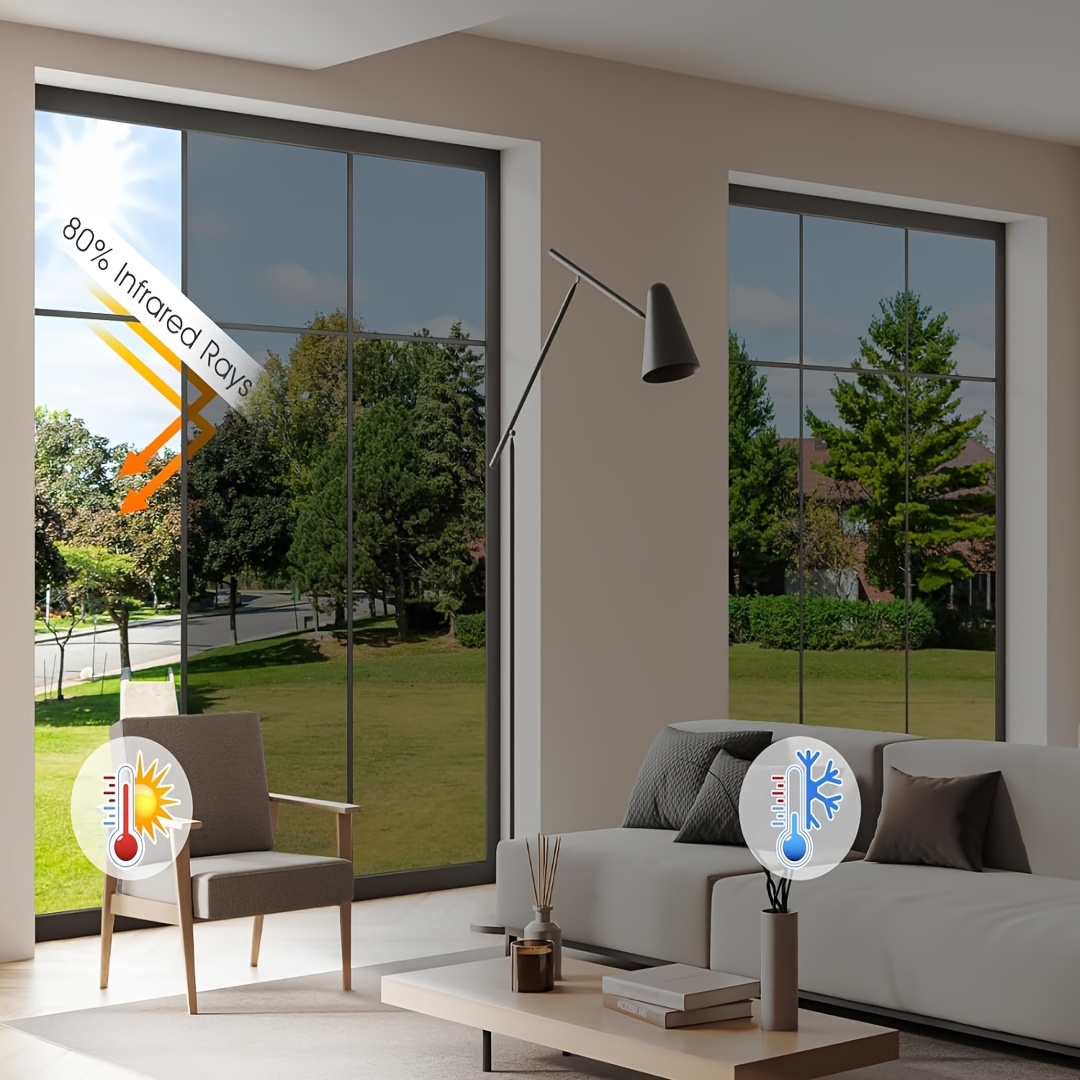 Зеркальная пленка для окна 60×200 см черно-серебристая, статическая, солнцезащитная