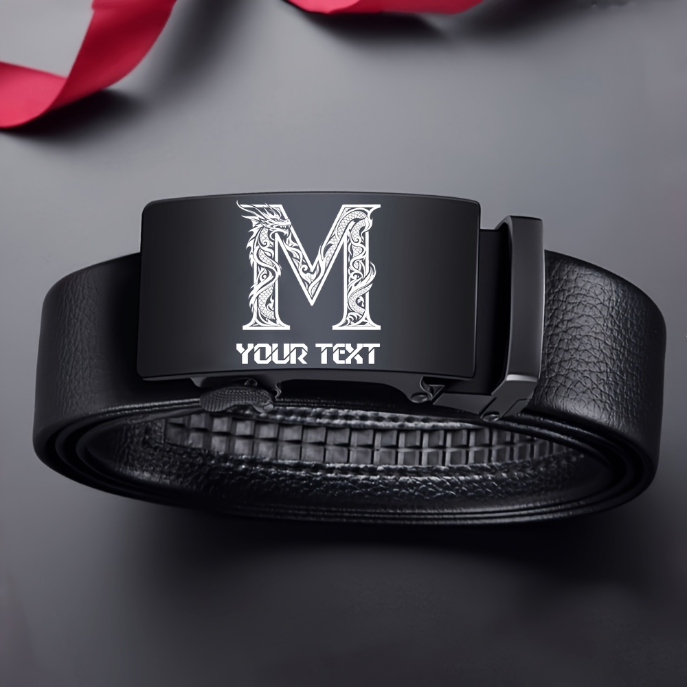 TEMU Personalized Custom Men's Belt With Automatic , Waistband, Fashion Trouser Belt, Adjustable Length, Ideal Gift For Boyfriend, Husband, Father,