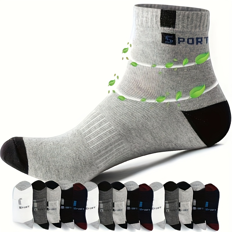 10 Pares/5 Pares - Calcetines Deportivos Transpirables para Hombres - Estampado de Letras de Moda, Alta Elasticidad, Calcetines para Correr al Aire Libre, Calcetines Unisex para Senderismo y Deportes, Calcetines de Moda con Letras Tendencia