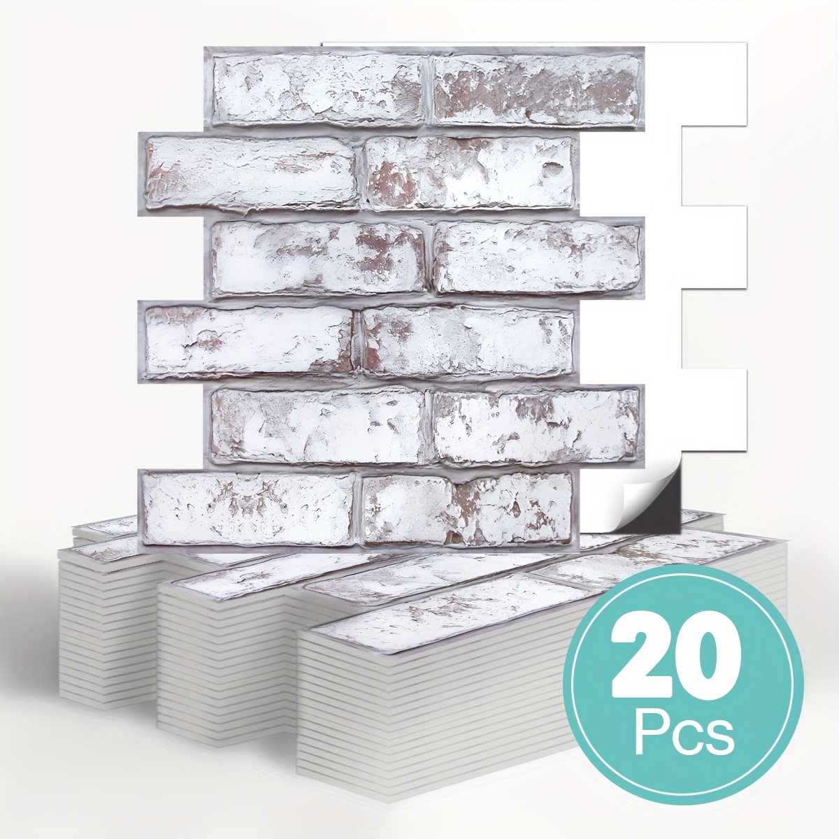 E-shop 20 Stück Ziegel Wandpaneele im Kunststoff, 3D Selbstklebende Wandaufkleber, 30 x 30 cm, Kleine Dünne PVC Ziegel Fliesen, Wasserdichte