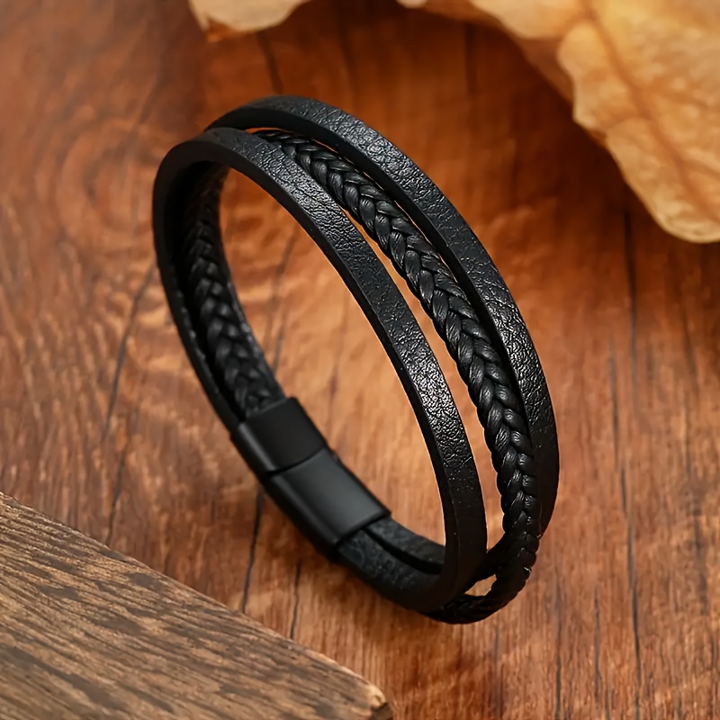 Men's Double Layer Faux Leather Bracelet Retro Accessory