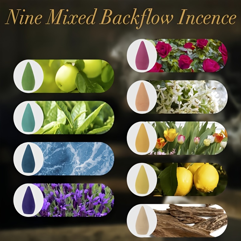 

300pcs Premium Backflow Incense Cones Set - 7 Mixed Scents, Natural & Long-lasting Fragrance For Home Decor