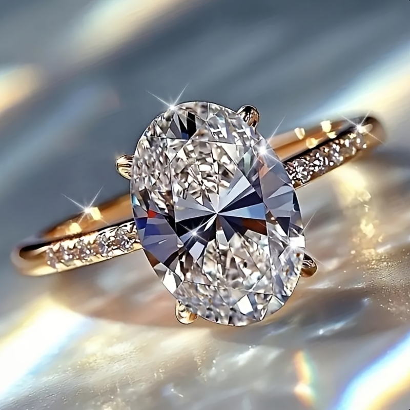 Romantic Oval CZ Promise Ring with Rose Golden Setting