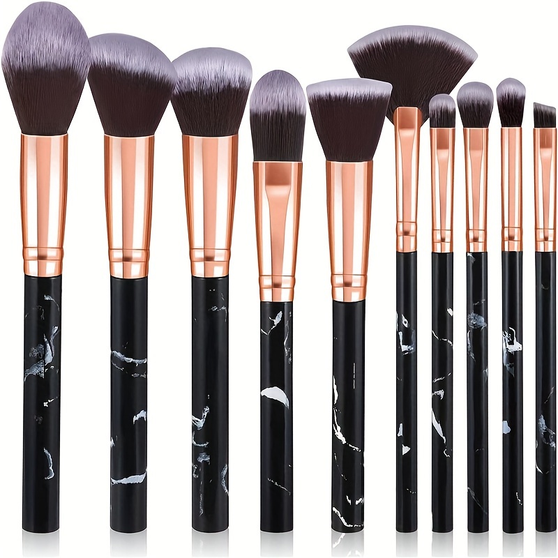 

10pc Marble Makeup Brushes Tool Set Cosmetic Powder Eye Shadow Foundation Blush Blending Beauty Make Up Brush For Makeup Starters Lovers Mother's Day Gift