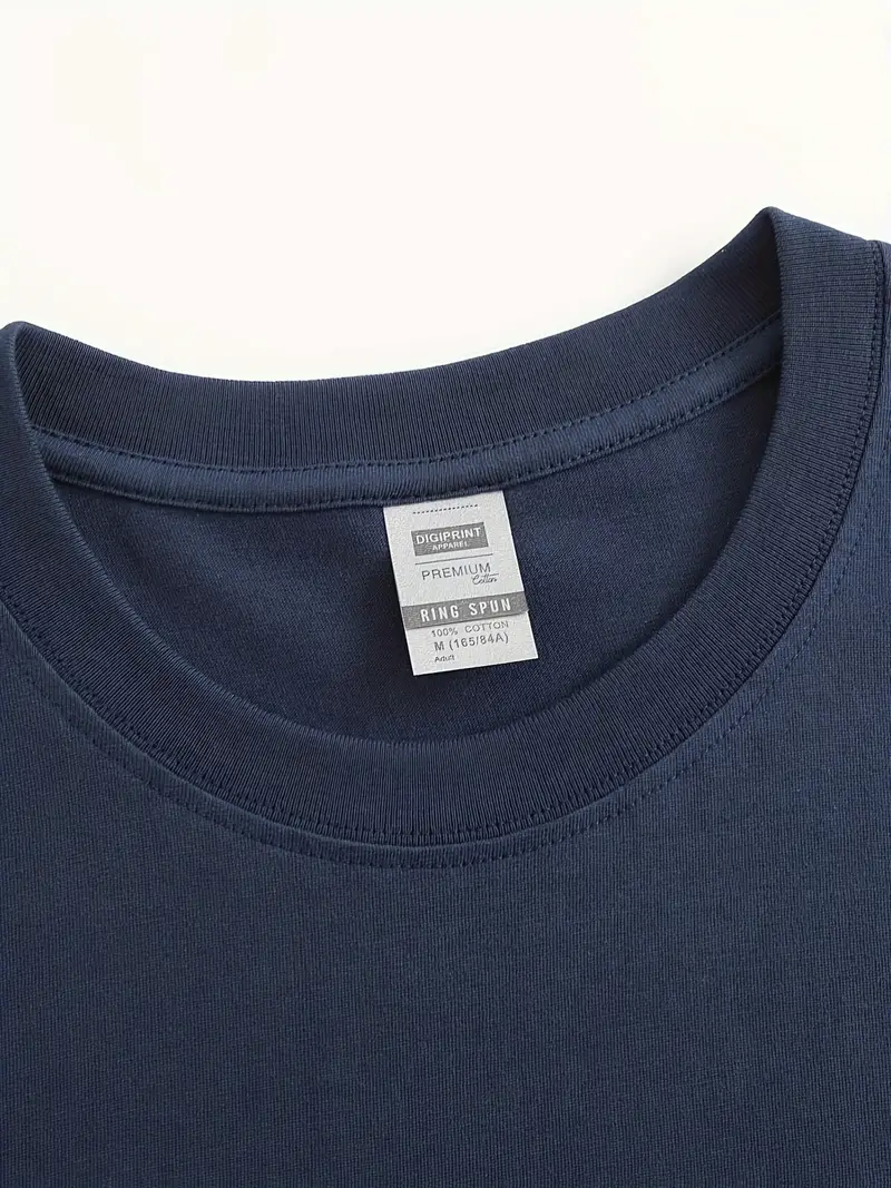 mens navy casual t shirt heavyweight 180gsm pure cotton crew neck tee for formal events machine washable shirt with everyday elegant style Product details 2