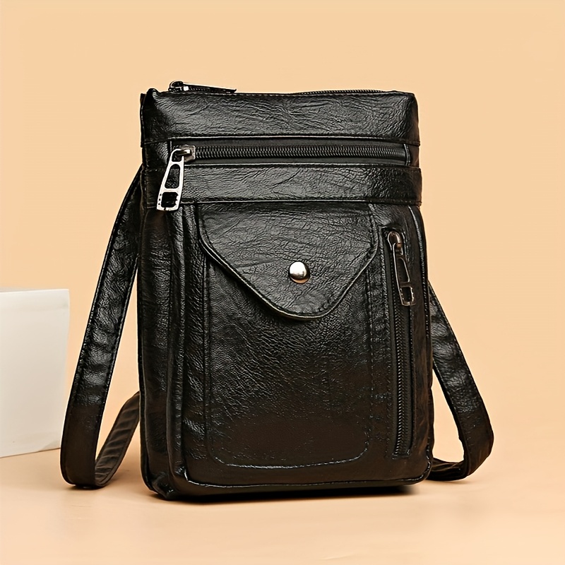 Women's Vintage Mini Crossbody Bag With Adjustable Strap - Mini Purse, Zipper Closure & Brown/, Compact Everyday Handbag For Work, Travel, Phone & Wallet - Multi-functional Small Backpack For