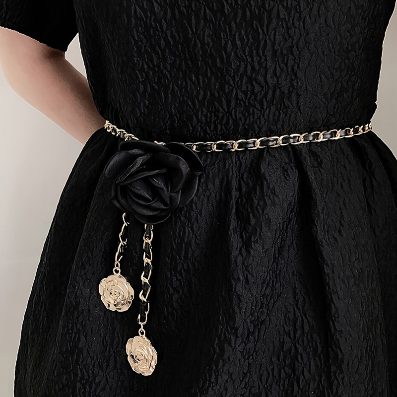 1pc Camellia Flower Belt Accessory, Waistband For Dresses And Jeans, Stylish Casual Attire