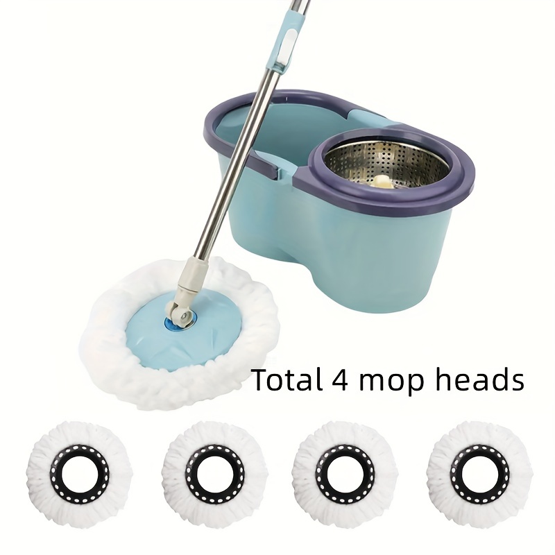 TEMU 1set Mop And Bucket Set With 4 Microfiber - 360° For Efficient Household Cleaning, For Room And Bedroom, Reusable , Adjustable Handle,