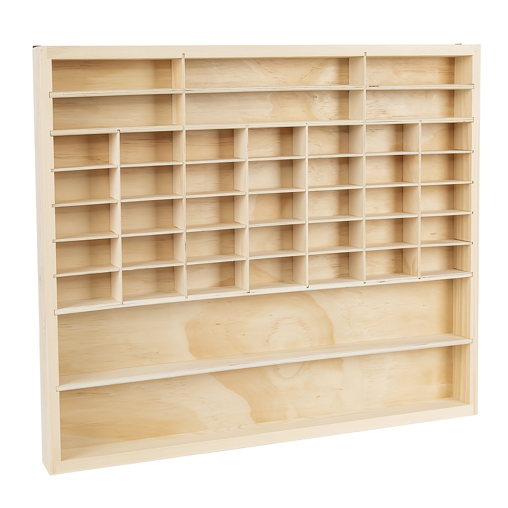 Image of 1pc Wood Display Case Suitable For Collectors - Multi-grid Tabletop Storage Cabinet With Open/shelf & Suitable For Car Models, Dollhouses, Miniature Figurines, Showcase, Wood For /office Use