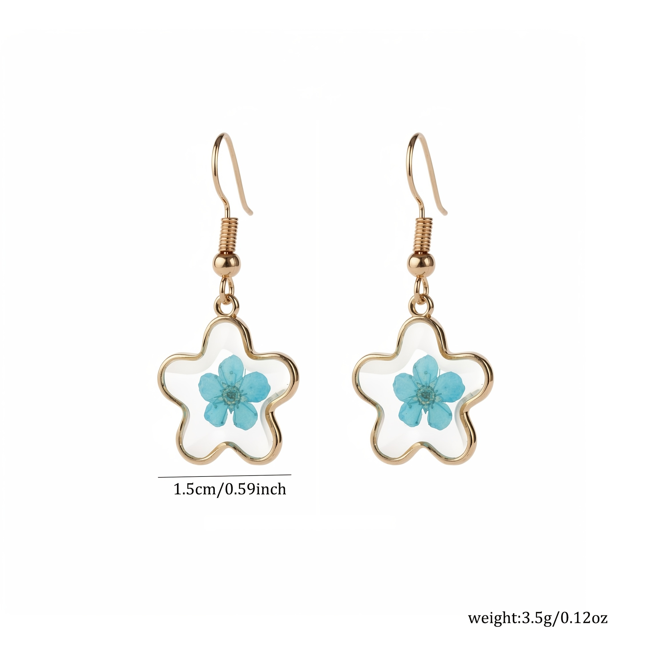 Women's Irregular Dried Flower Earrings, Forest-Inspired Design