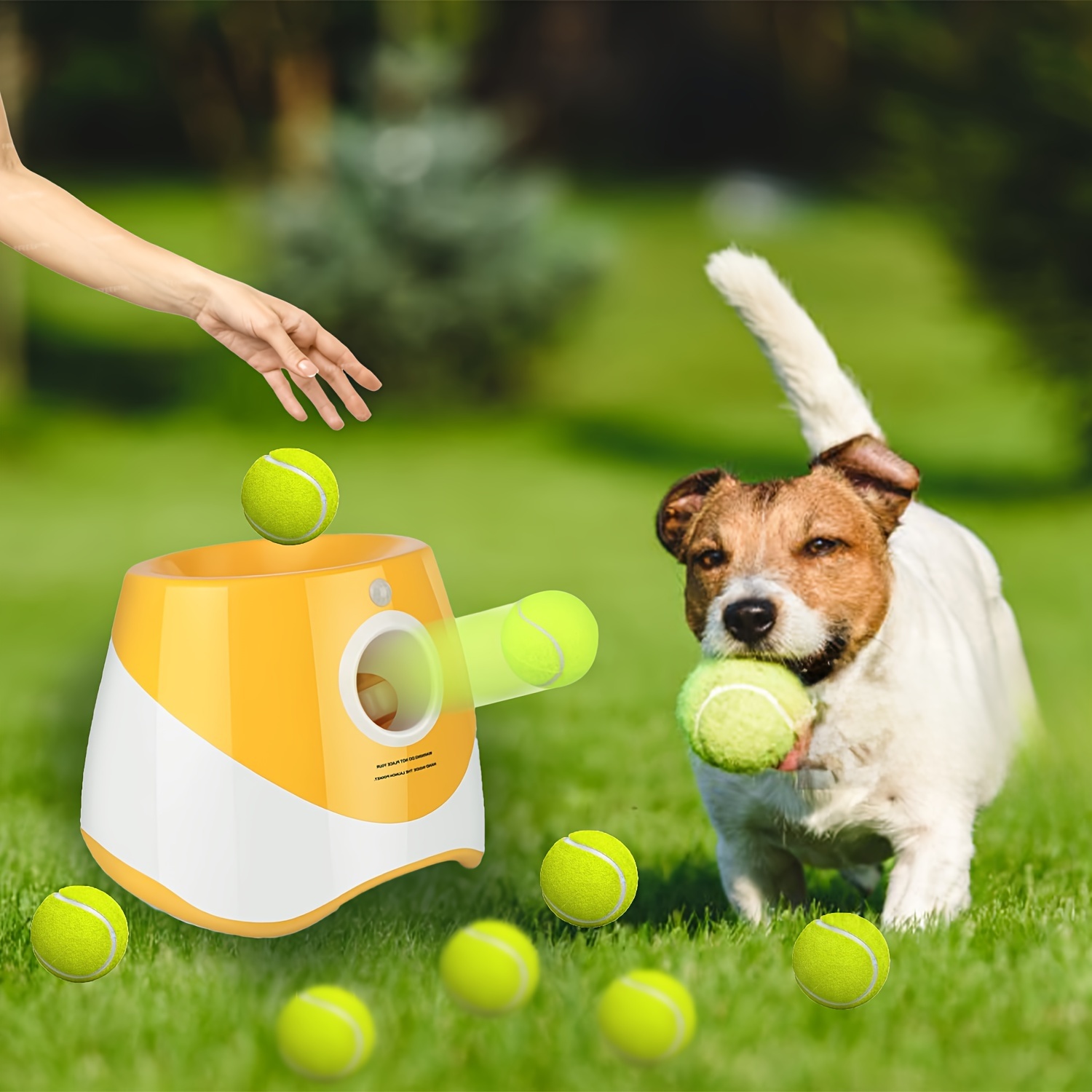 

Automatic Dog Ball Launcher, Interactive Dog Tennis Ball Throwing Machine, Interactive Dog Ball Indoor&outdoor Thrower Distance 10-30ft For Small And Medium Dogs With 6 Tennis Balls