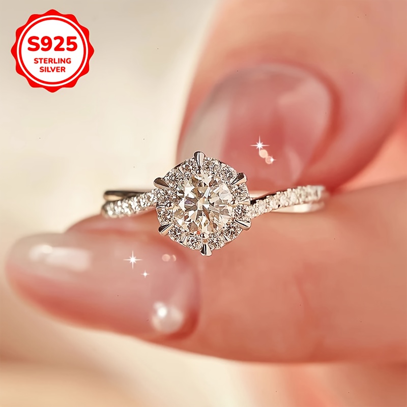 925 Silver Adjustable Ring with Moissanite - Bohemian Style