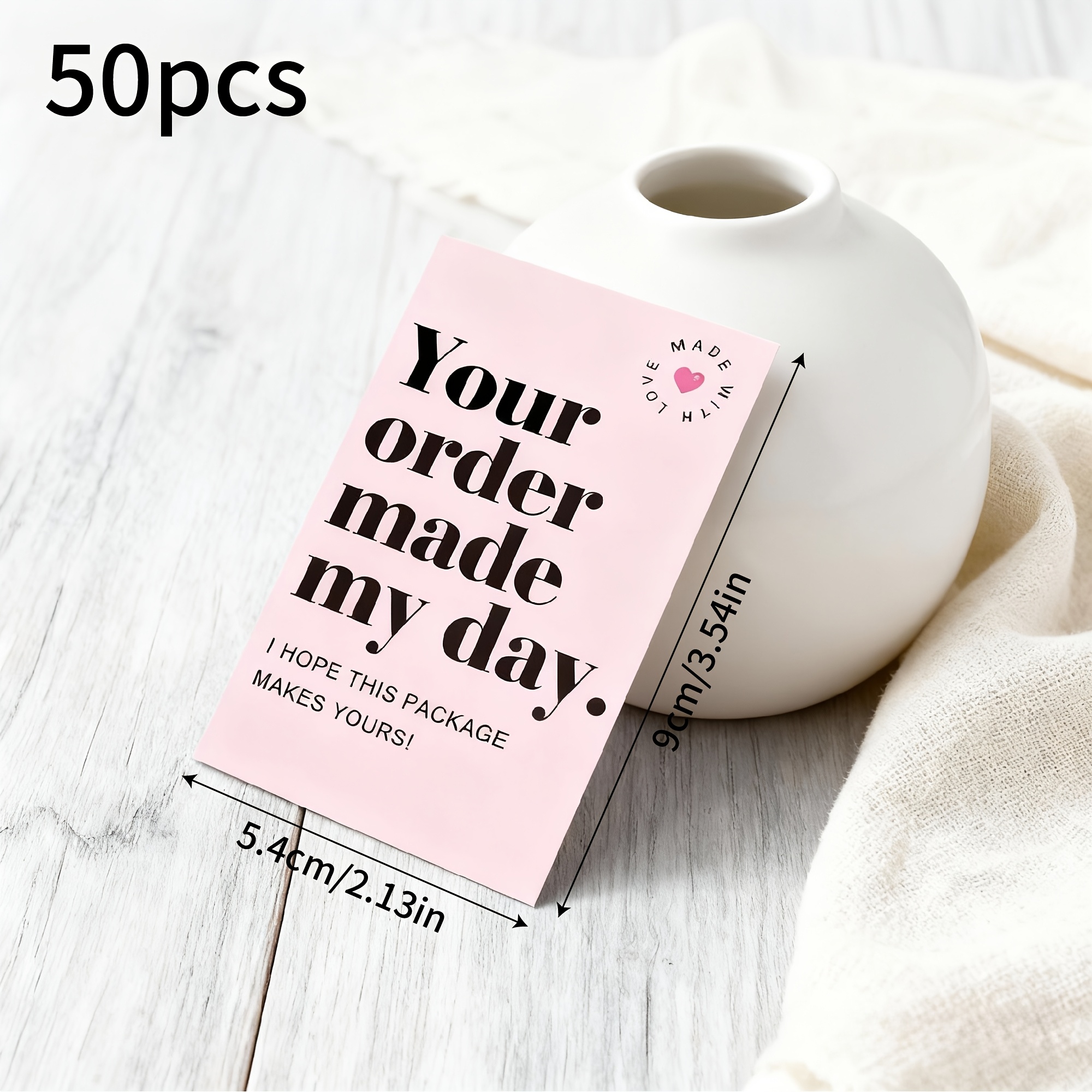 TEMU 50/100 cartes de remerciement professionnelles, pour apprécier vos clients, "Votre commande a fait ", cartes blanches/rose "" pour les magasins